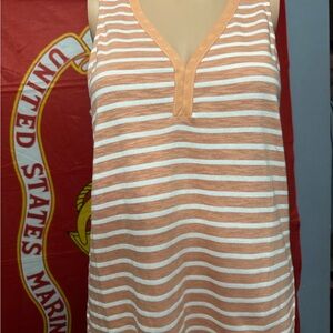 Hem & Thread Striped Tank With V-Neck Detail Size S NWT